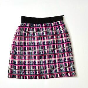Milly Pink and Blue A-Line Tweed Mini Skirt Size 4